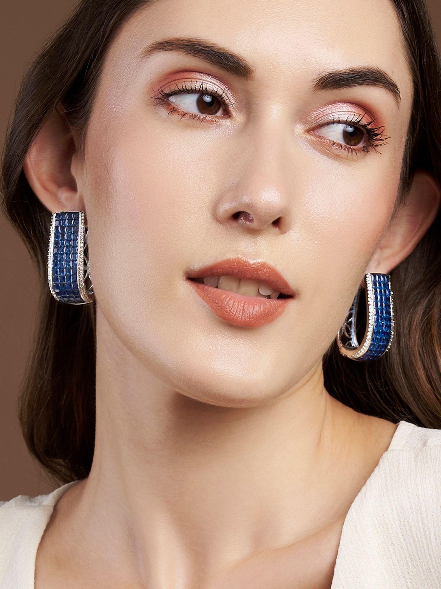 blue azure hoop earrings