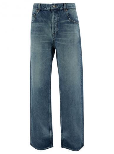 blue baggy five-pocket jeans