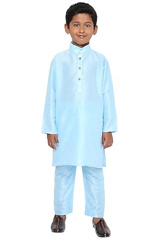 blue banarasi kurta set for boys