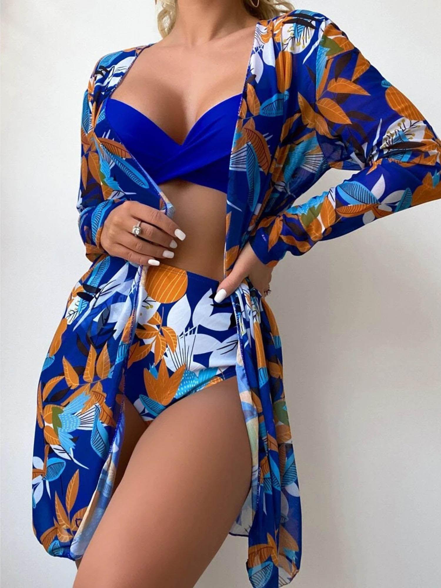 blue bikini with a coverup (set of 3)