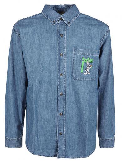 blue blue looney tunes denim shirt