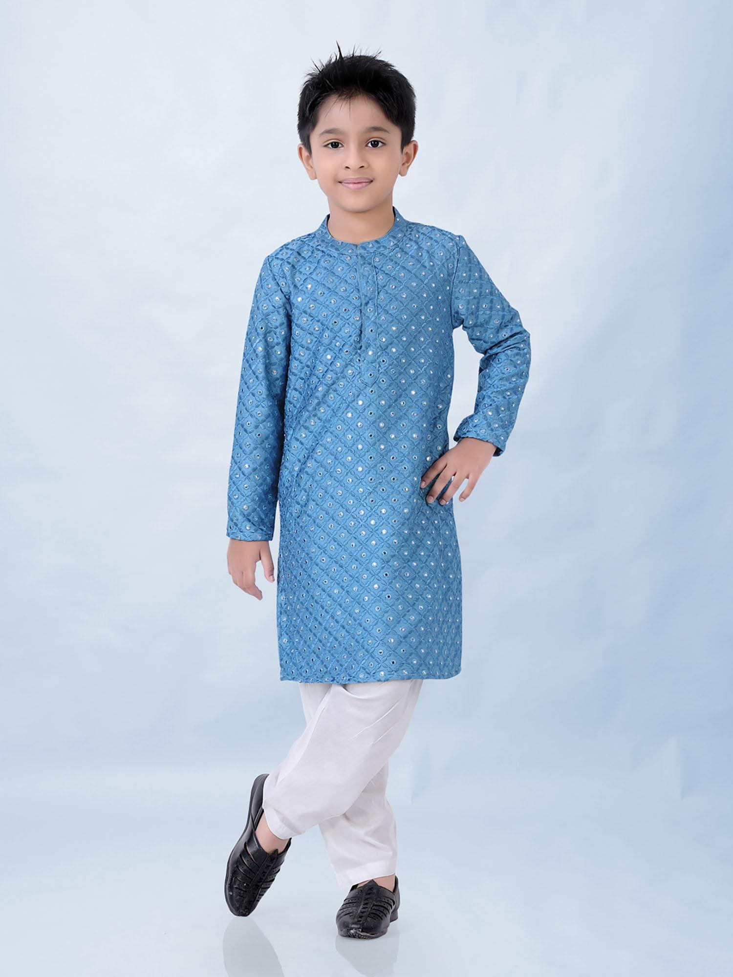 blue boys kurta pyjama (set of 2)