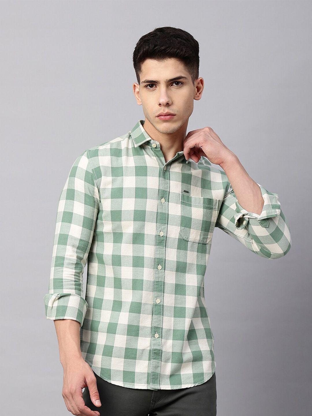 blue buddha buffalo checked casual cotton shirt