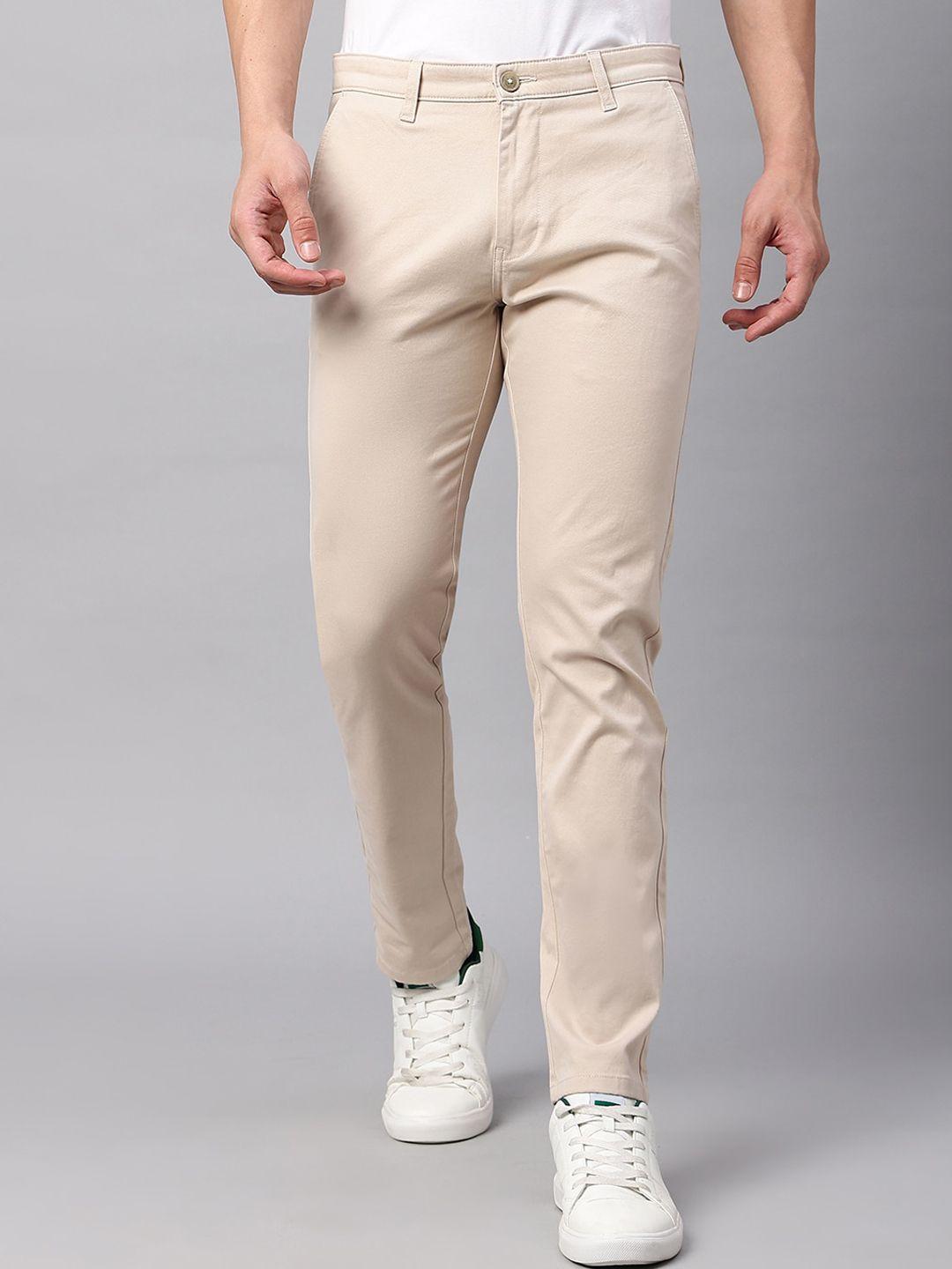 blue buddha men mid rise slim fit cotton chinos