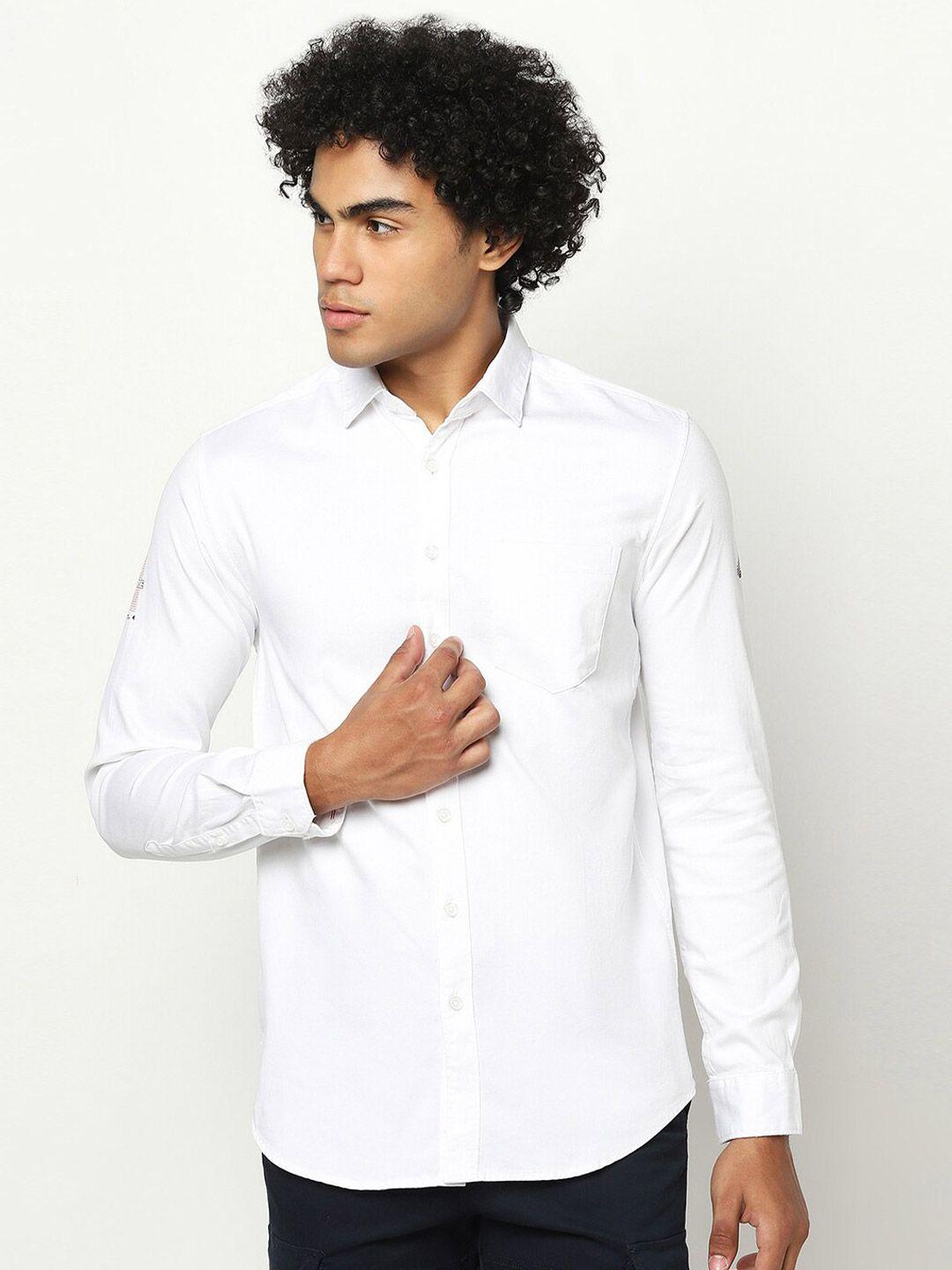 blue buddha men regular fit solid cotton casual shirt