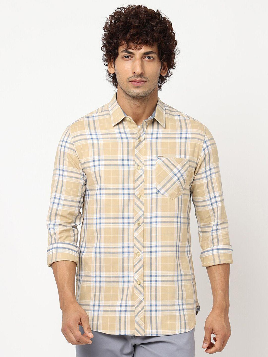 blue buddha regular fit tartan checked casual shirt