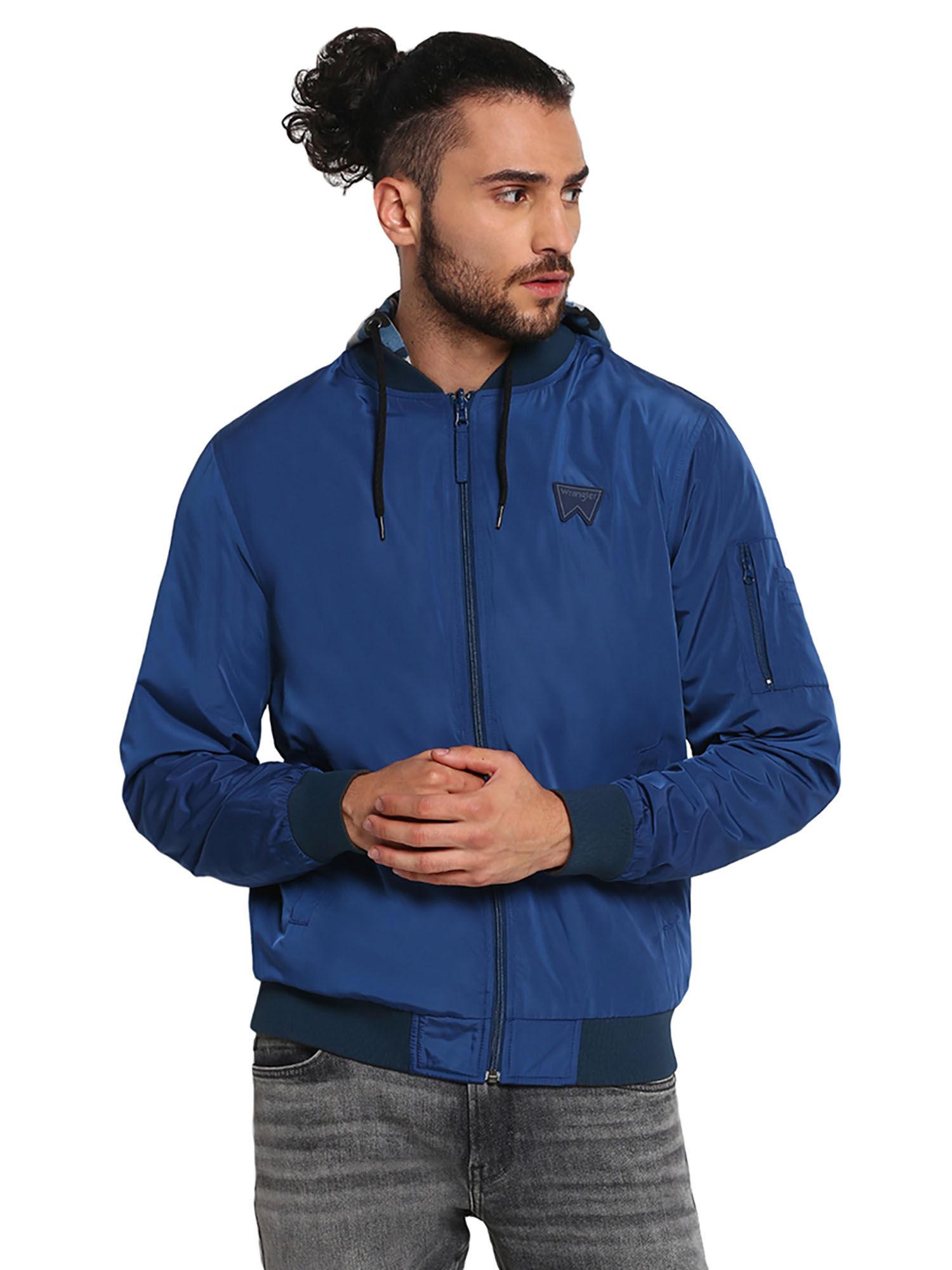 blue camouflage regular fit jacket