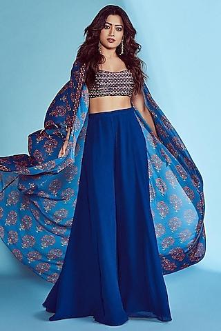 blue cape set with print