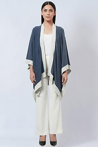 blue cashmere knitted cape