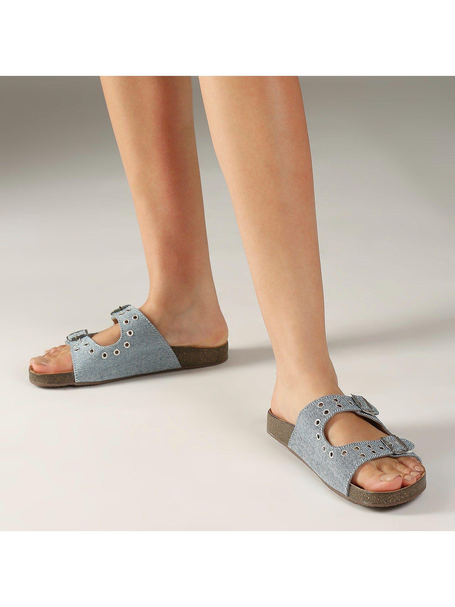 blue casual round toe sandals