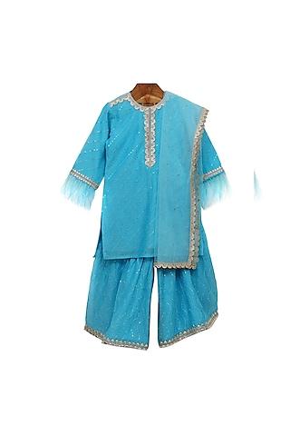 blue chanderi sharara set for girls