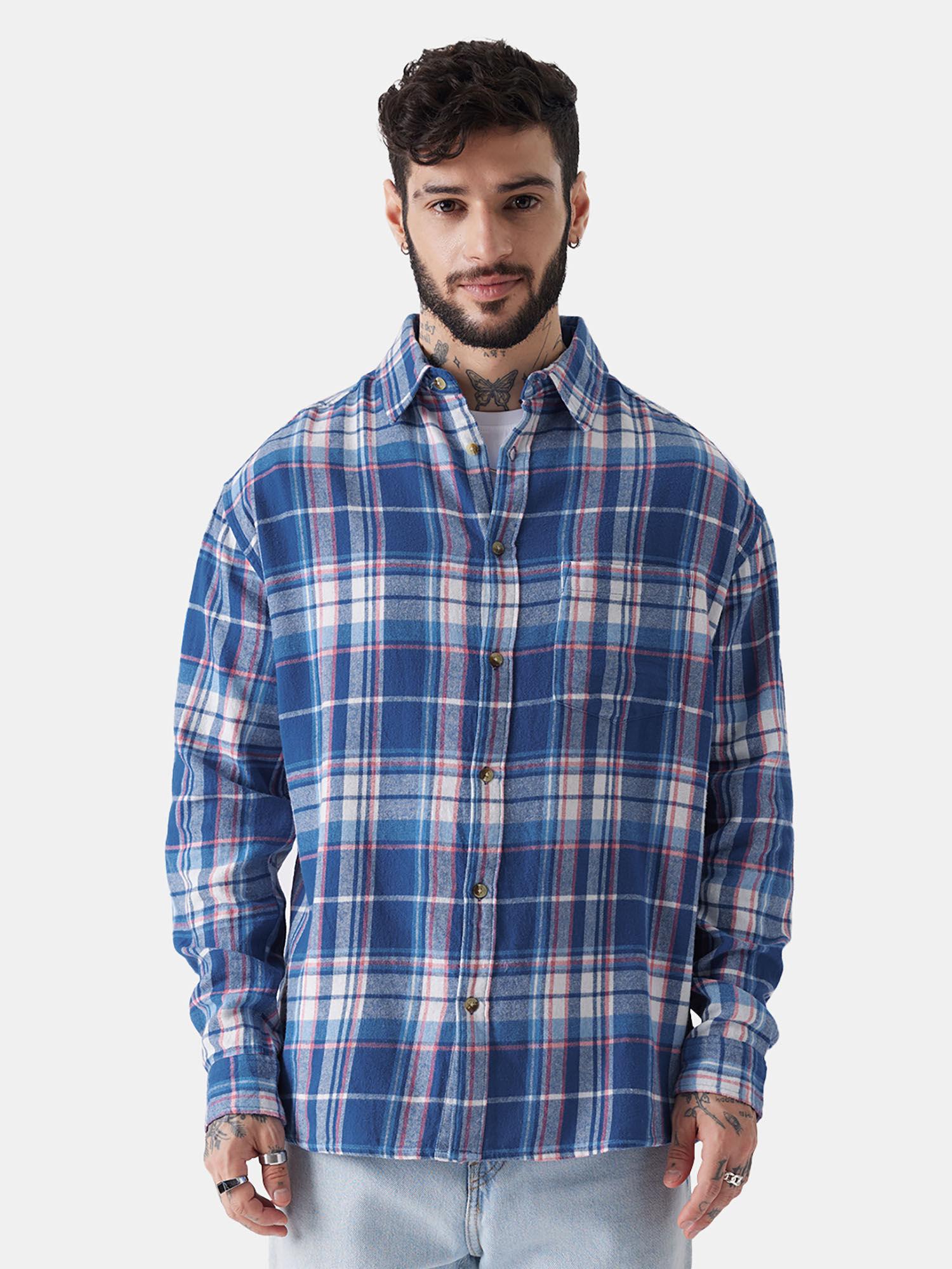 blue checks relaxed shirt