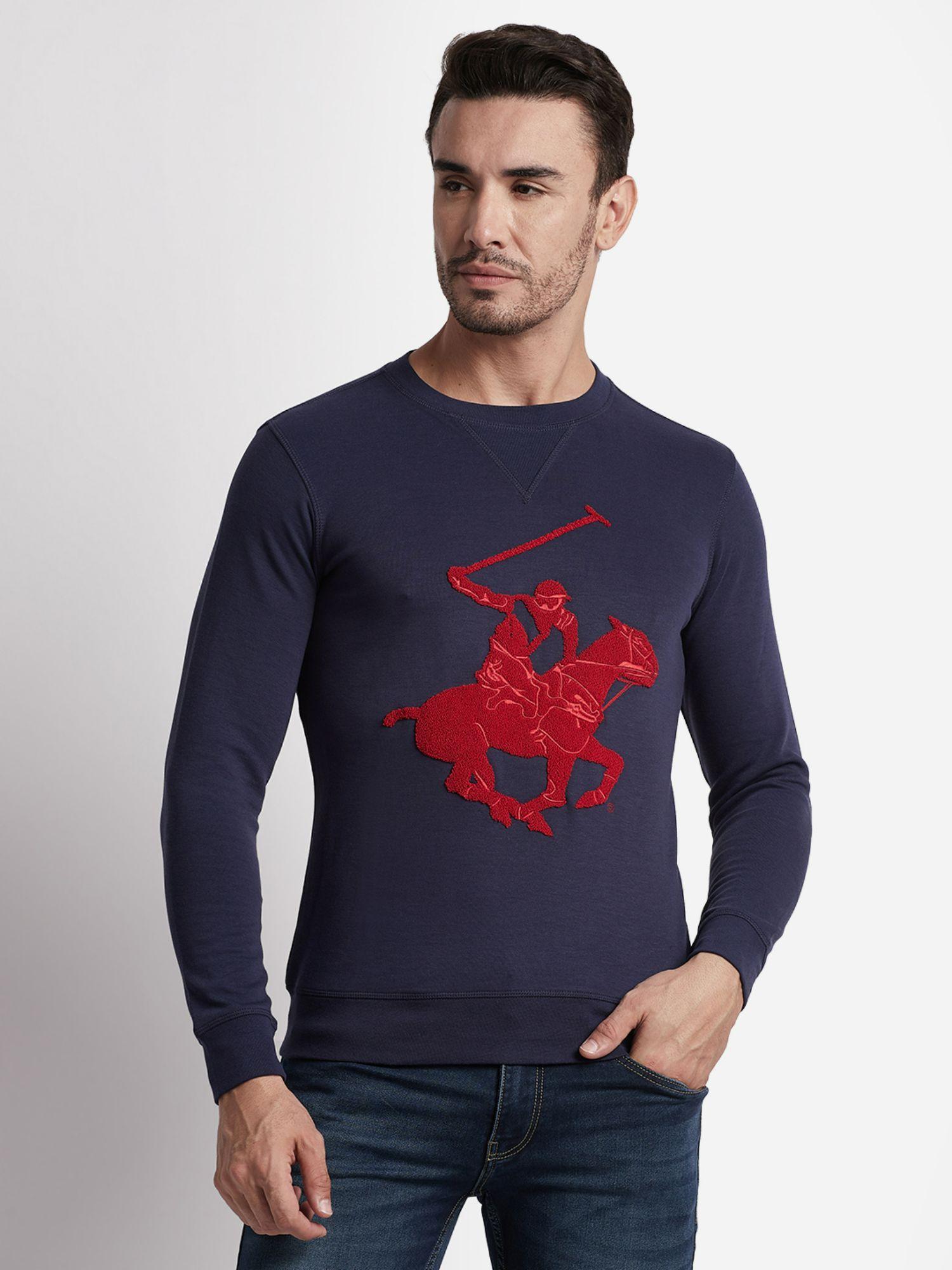 blue chenille classic crew neck sweatshirt