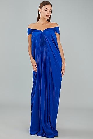 blue chiffon gown