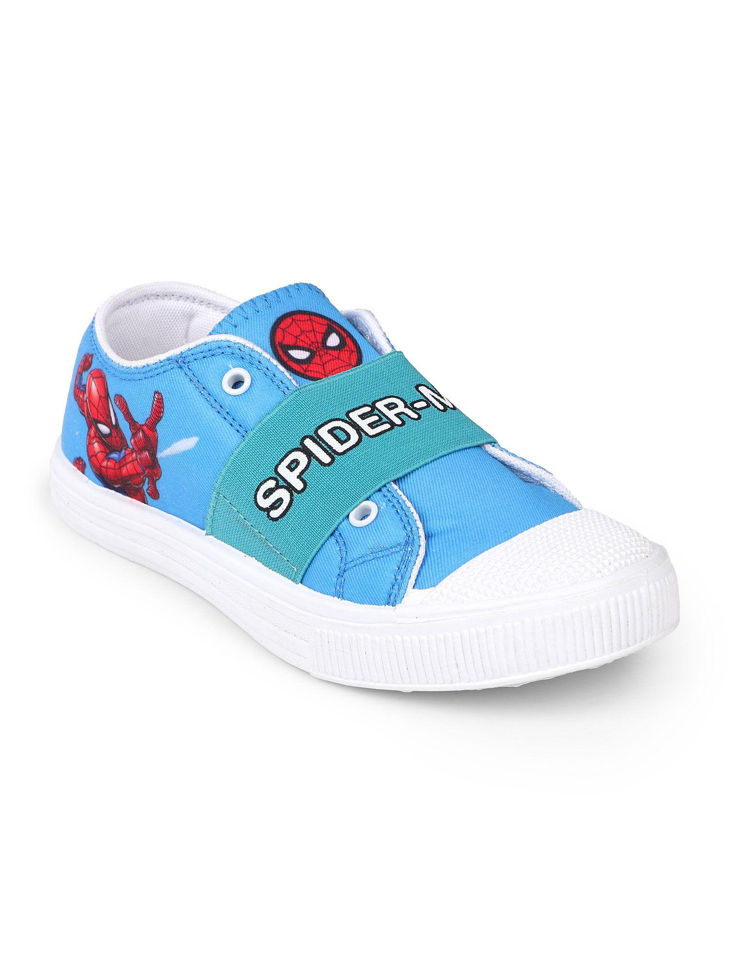 blue color spiderman printed shoes for boys