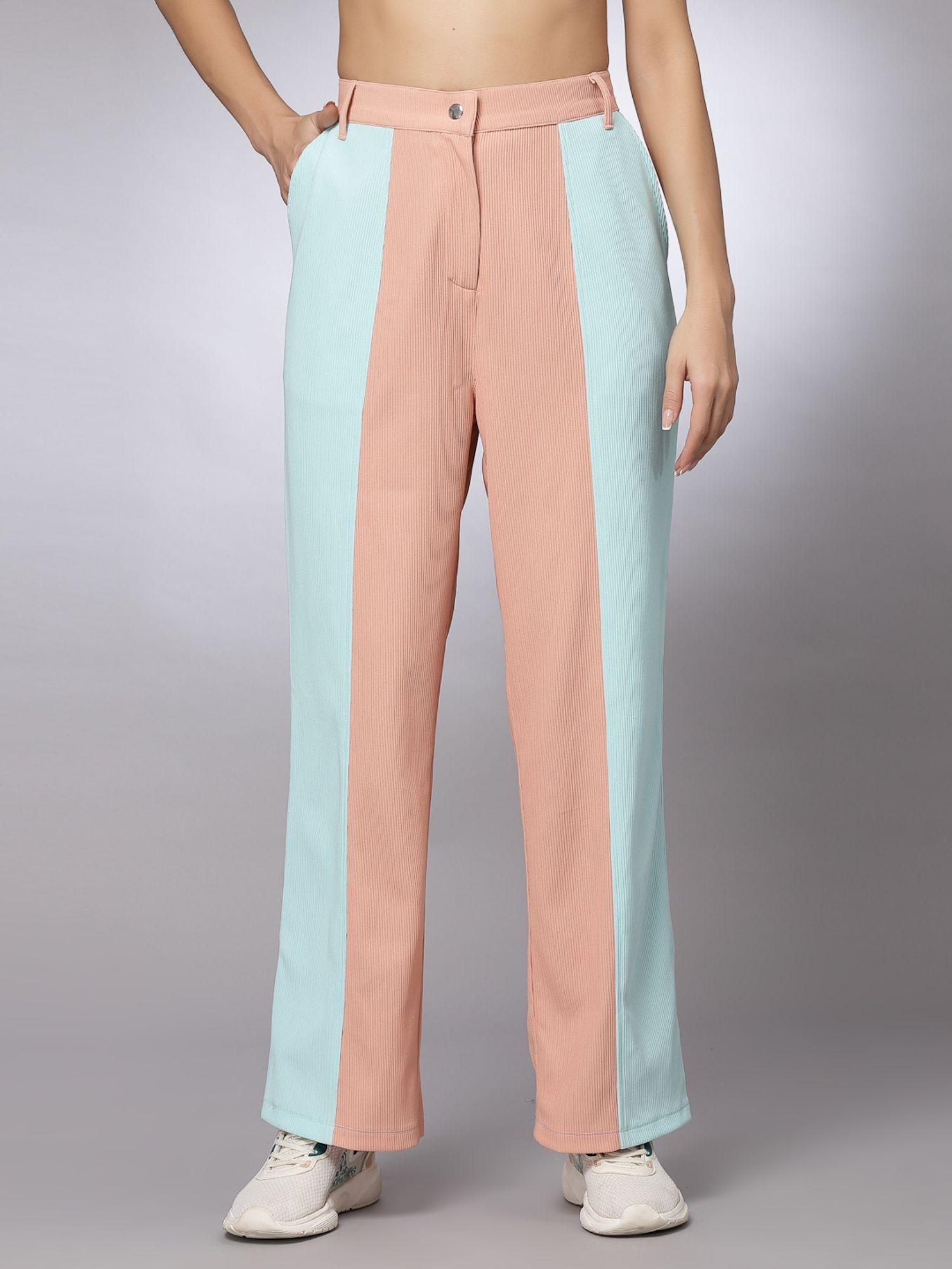 blue colourblocked trouser