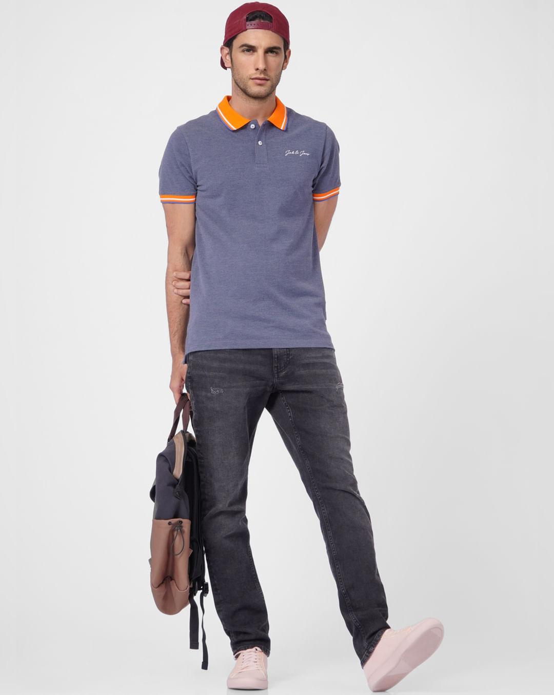 blue contrast tipping polo t-shirt