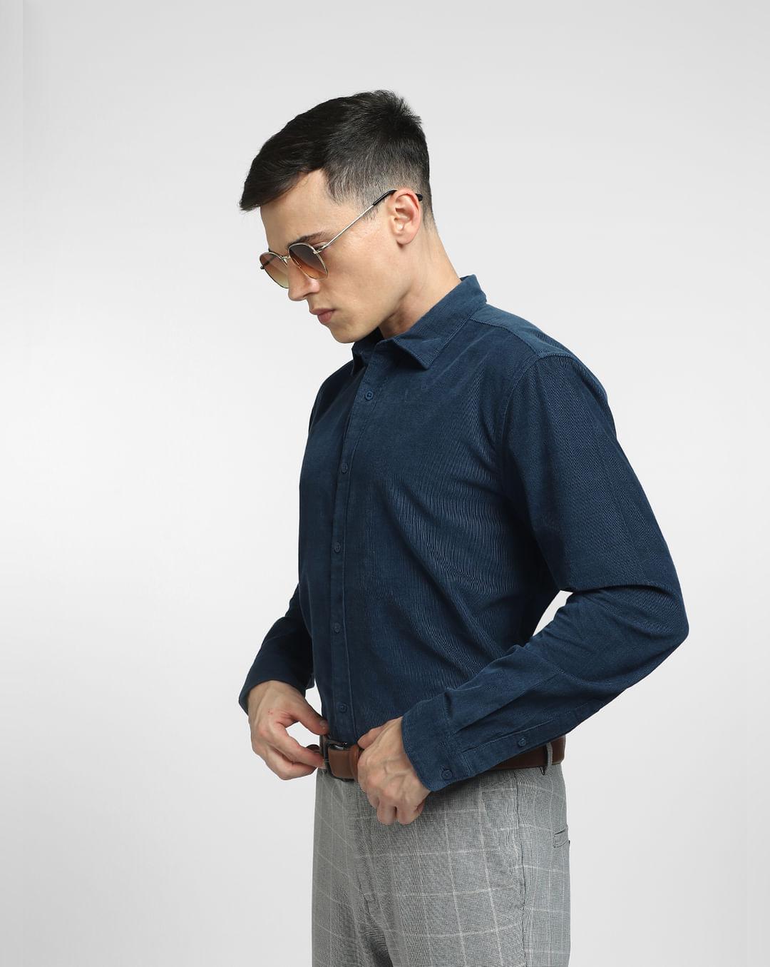 blue corduroy full sleeves shirt