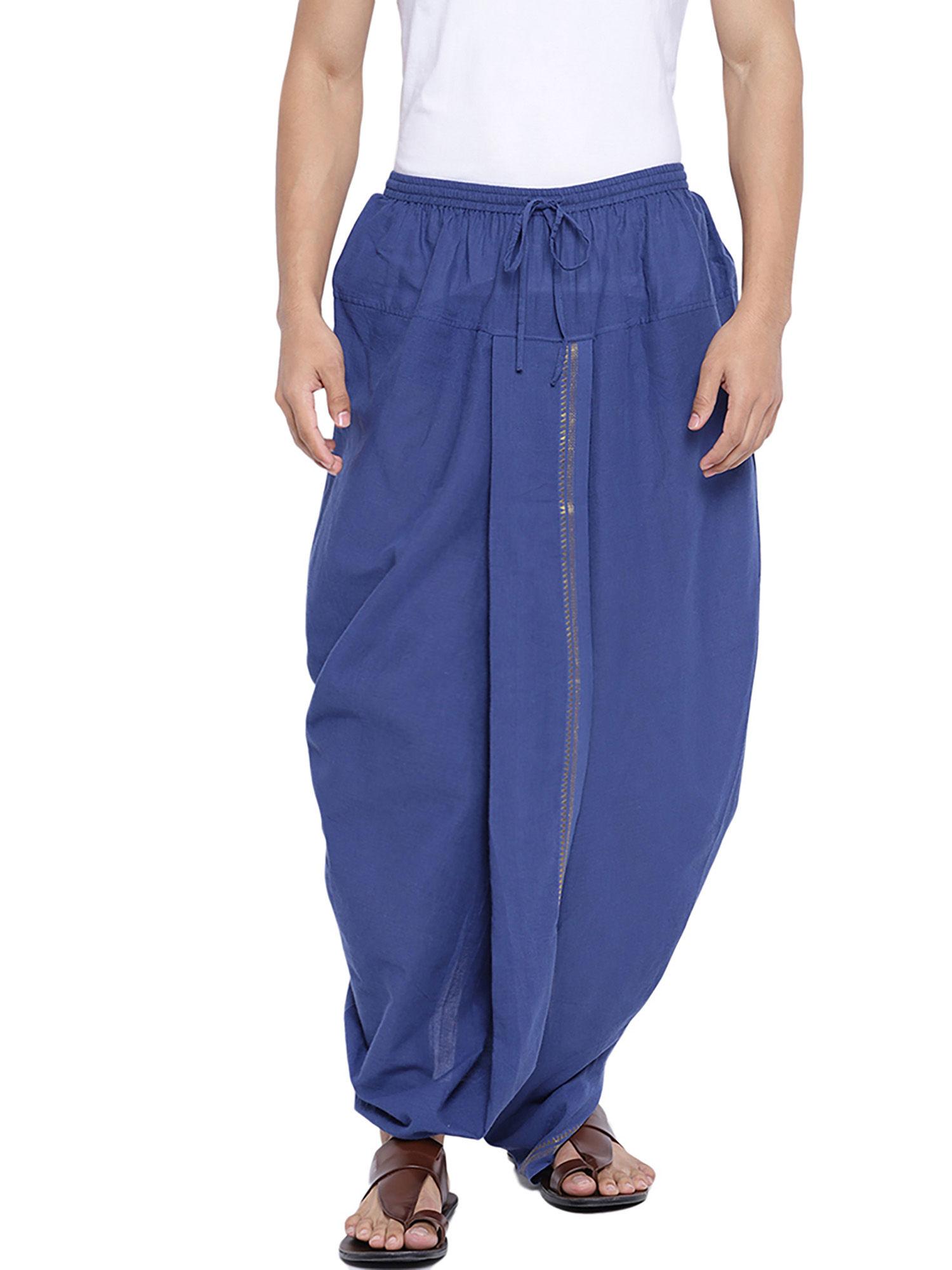 blue cotton blend dhoti