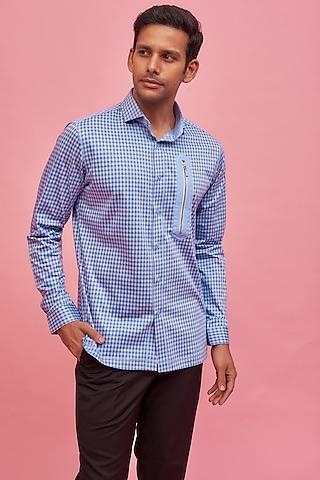 blue cotton checkered shirt