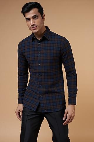 blue cotton checkered shirt