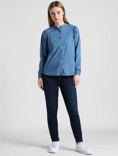 blue cotton denim shirt