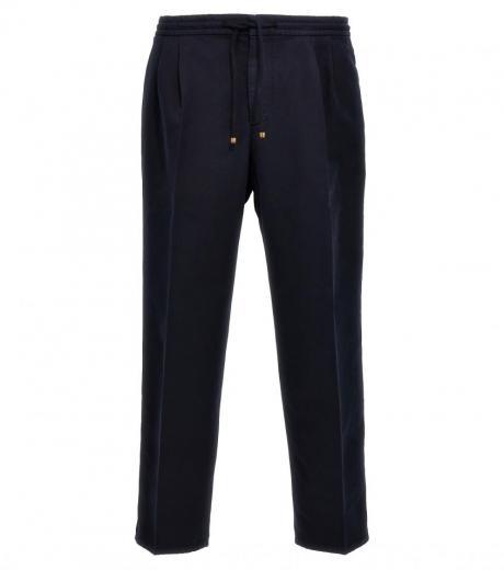 blue cotton drawstring pants