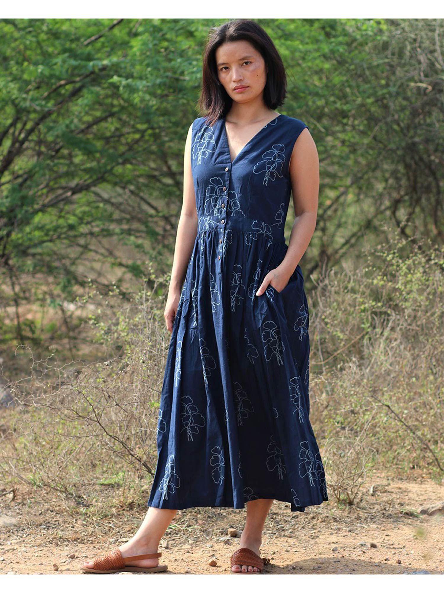 blue cotton dress