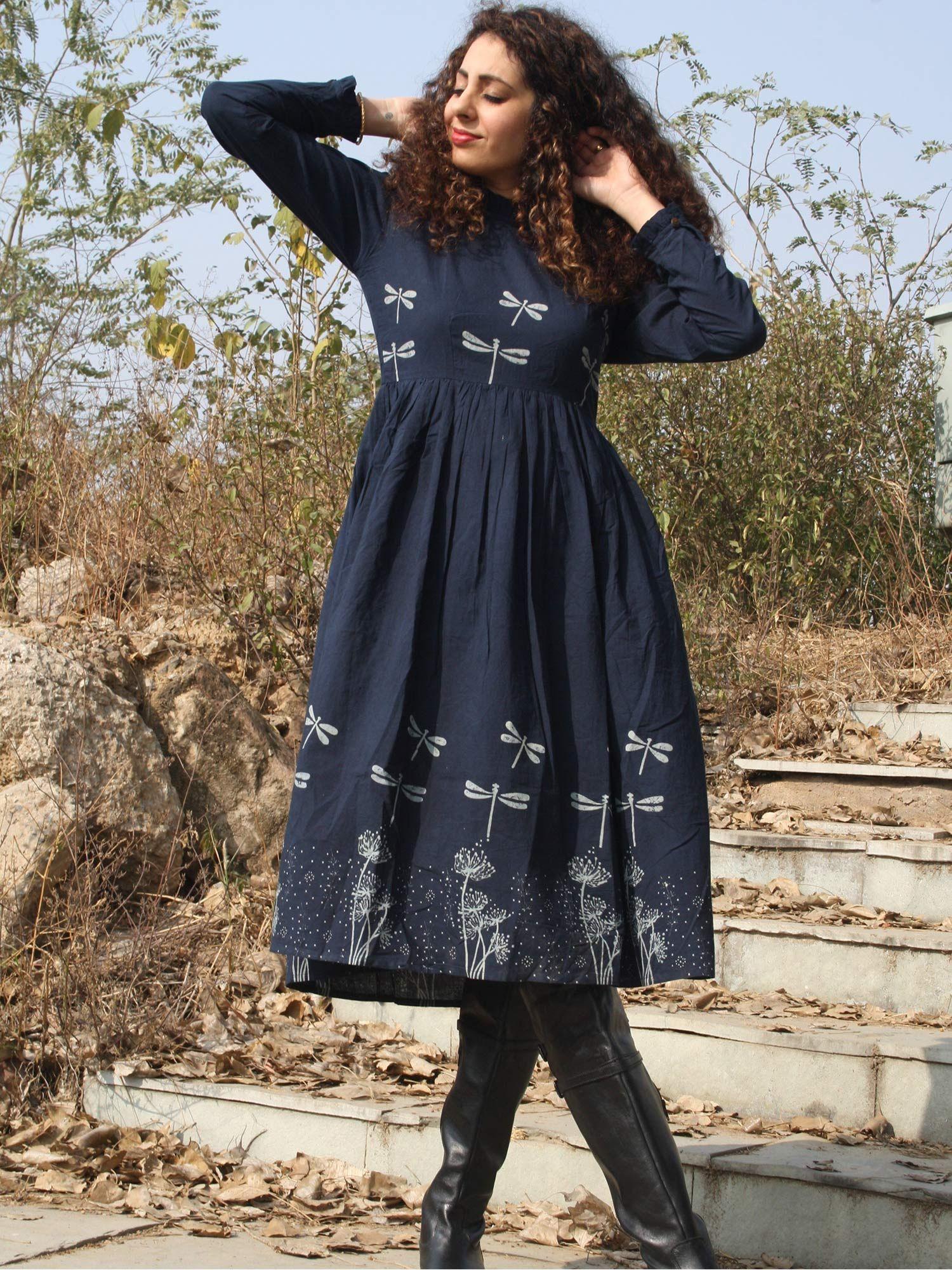 blue cotton dress