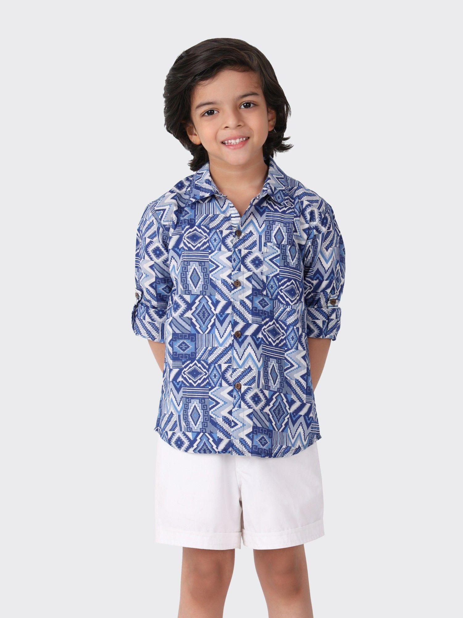 blue cotton full sleeves casual shirt