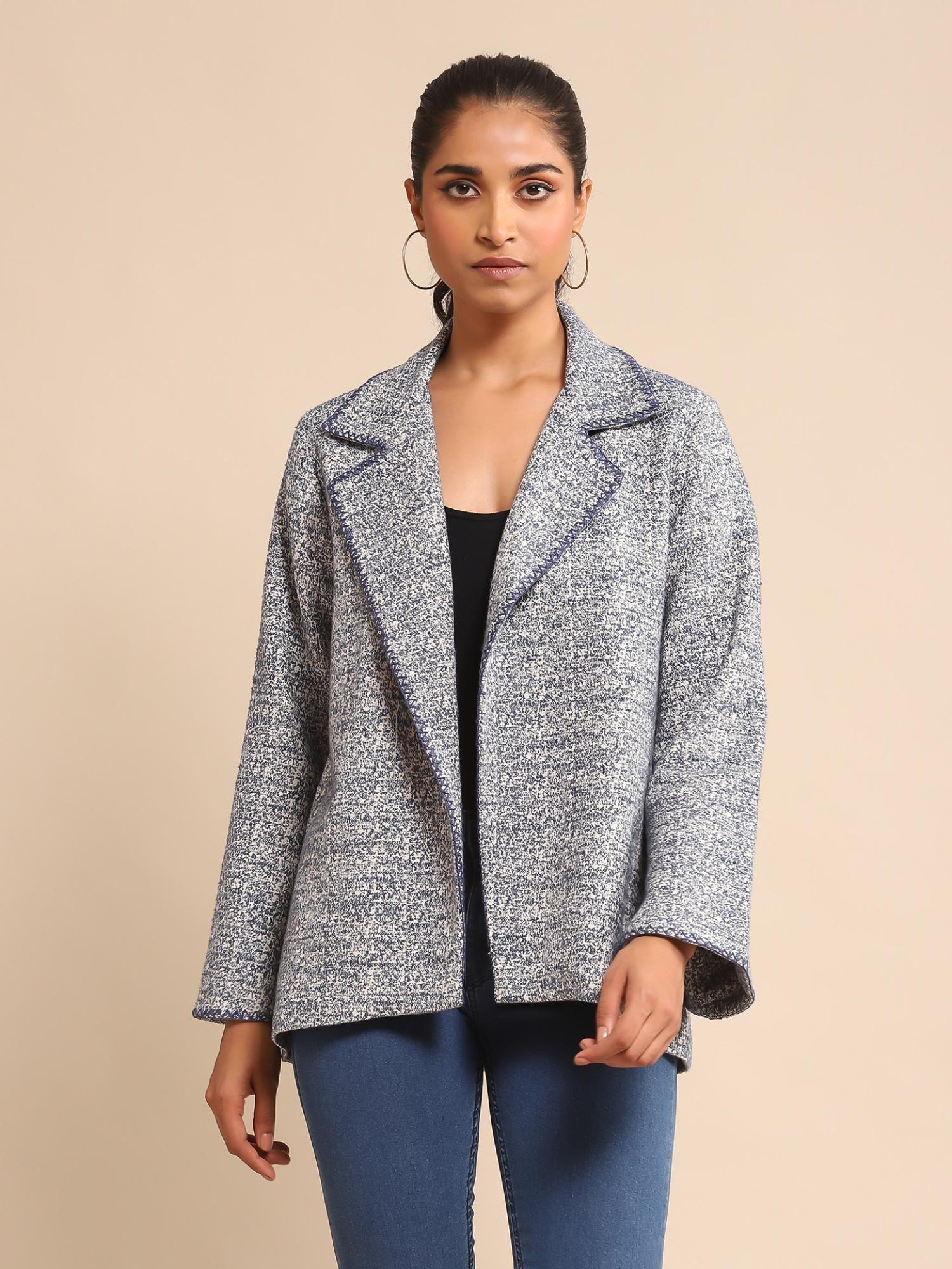 blue cotton jacquard jacket