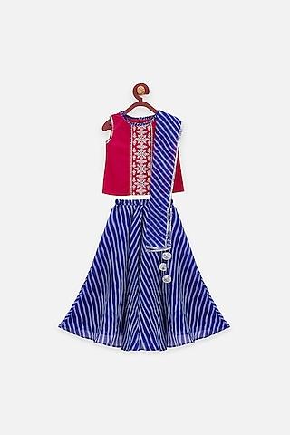 blue cotton lehenga set for girls