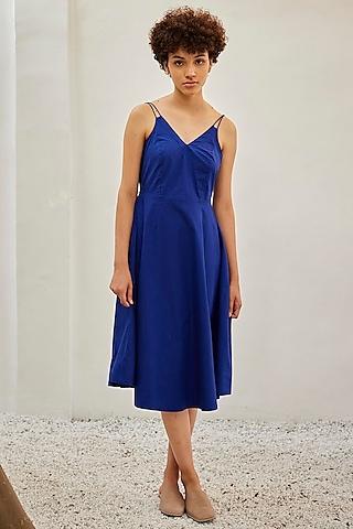 blue cotton poplin dress