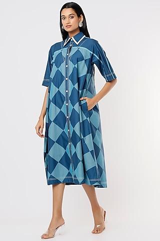 blue cotton printed dress