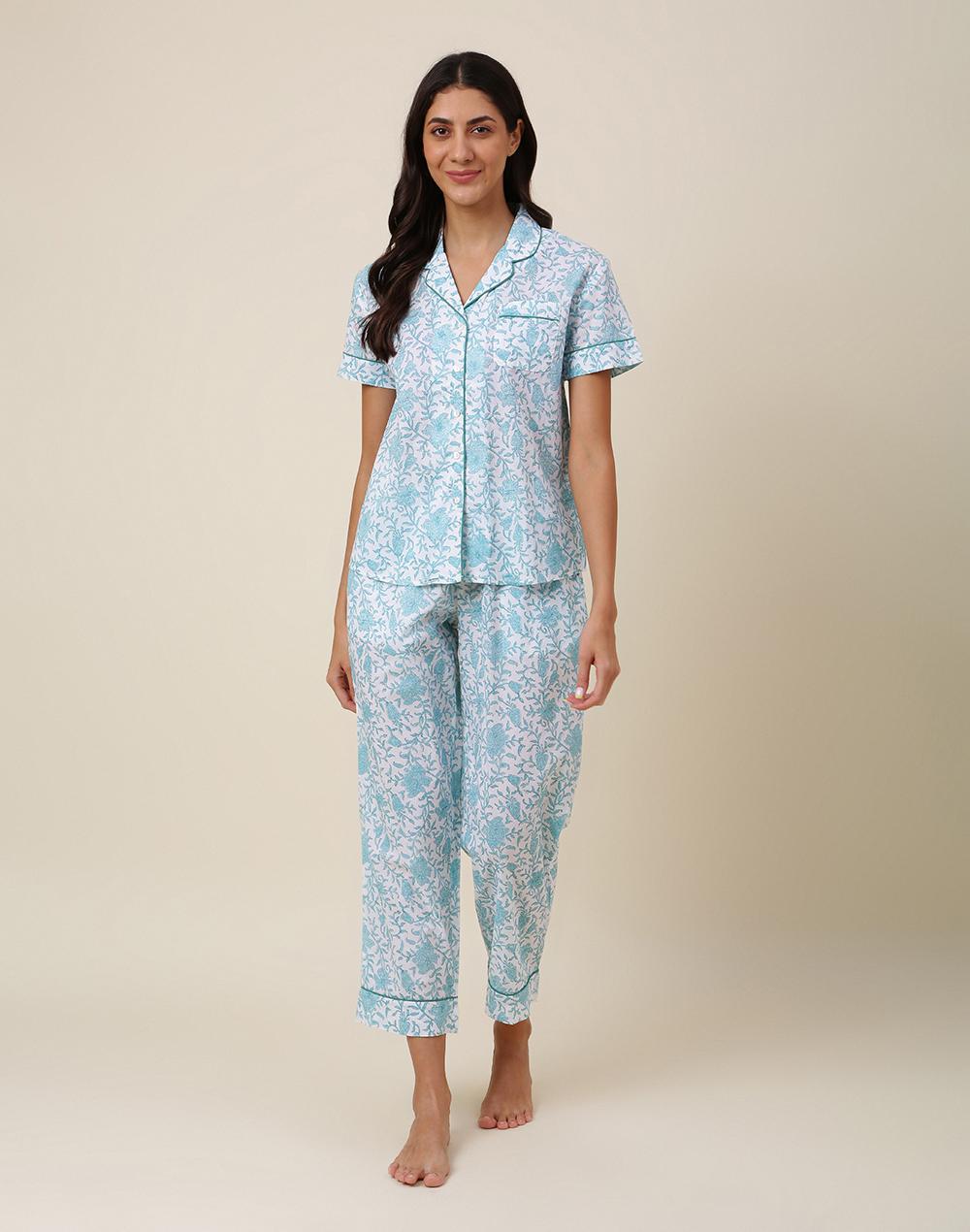 blue cotton printed set