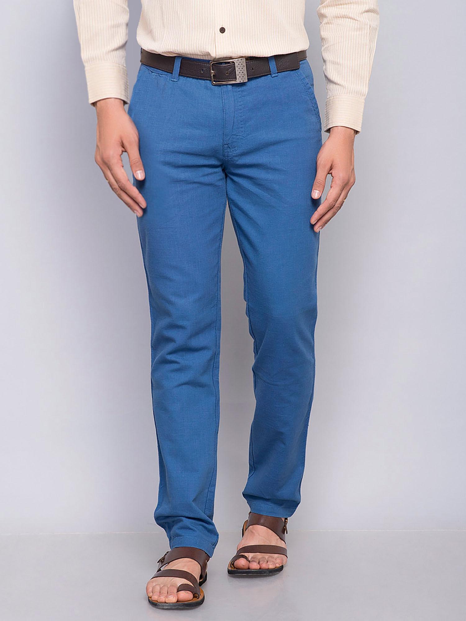 blue cotton regular trouser