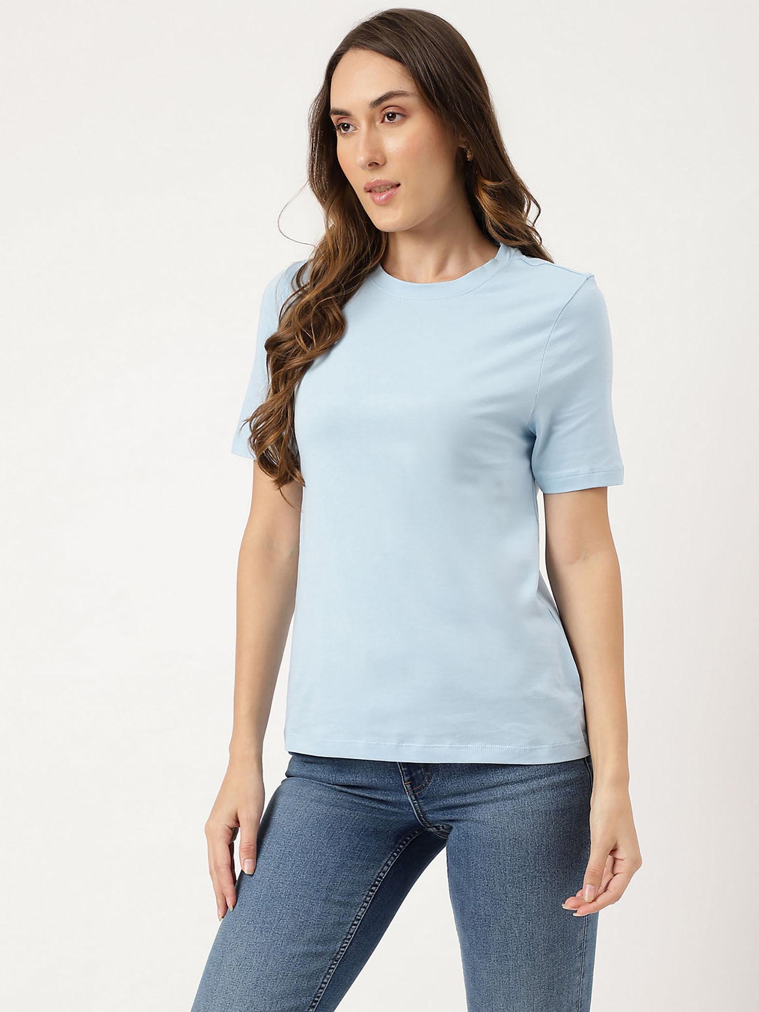 blue cotton rich fitted t-shirt