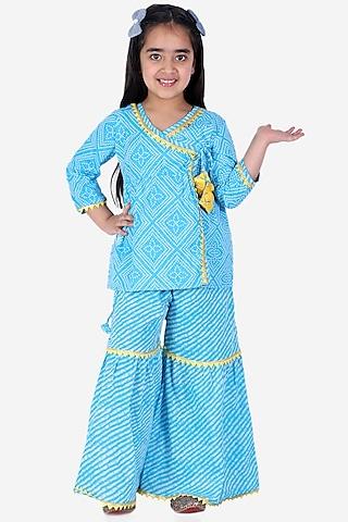 blue cotton sharara set for girls
