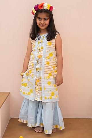 blue cotton sharara set for girls