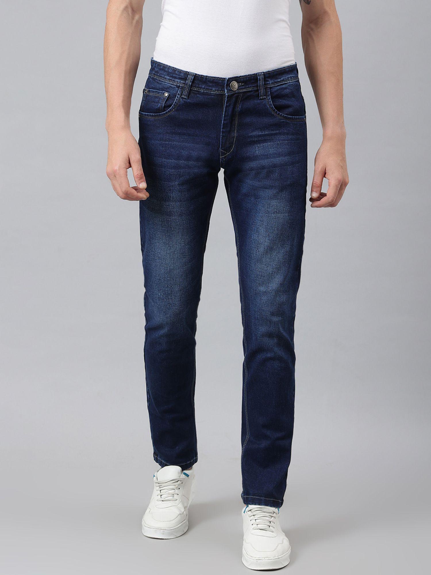blue cotton solid jeans