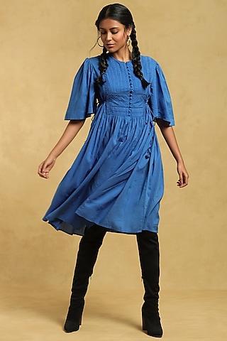 blue cotton voile dress
