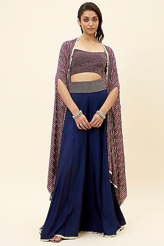 blue crepe sharara set