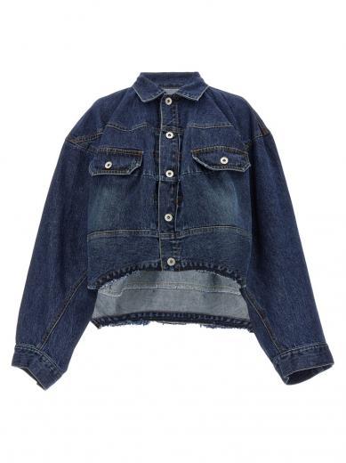 blue cut-out denim jacket