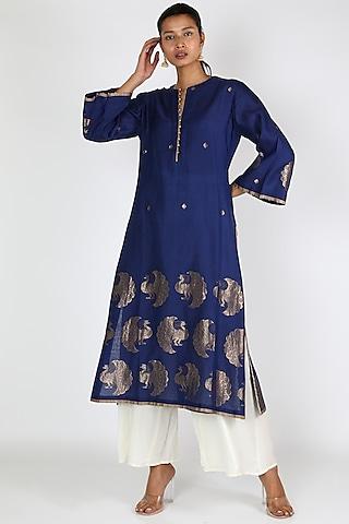 blue dancing peacock tunic