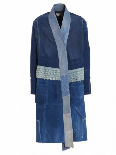 blue denim mixed long coat