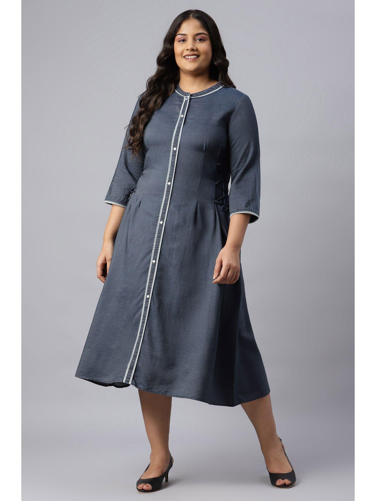 blue denim plus size dress