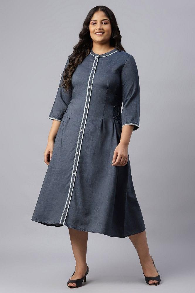 blue denim plus size dress