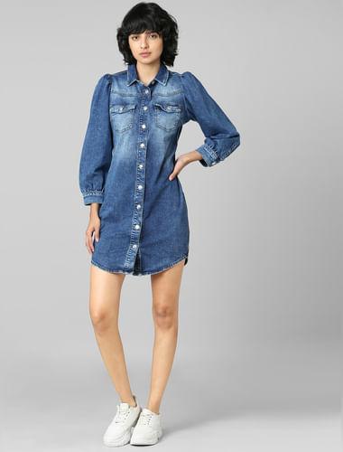 blue denim shirt dress