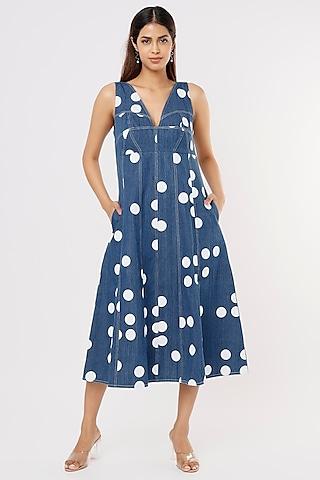 blue denim woven cotton dress