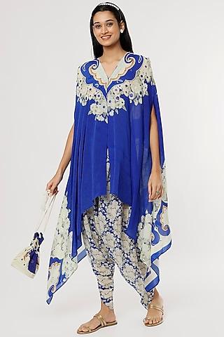 blue digital printed cape set